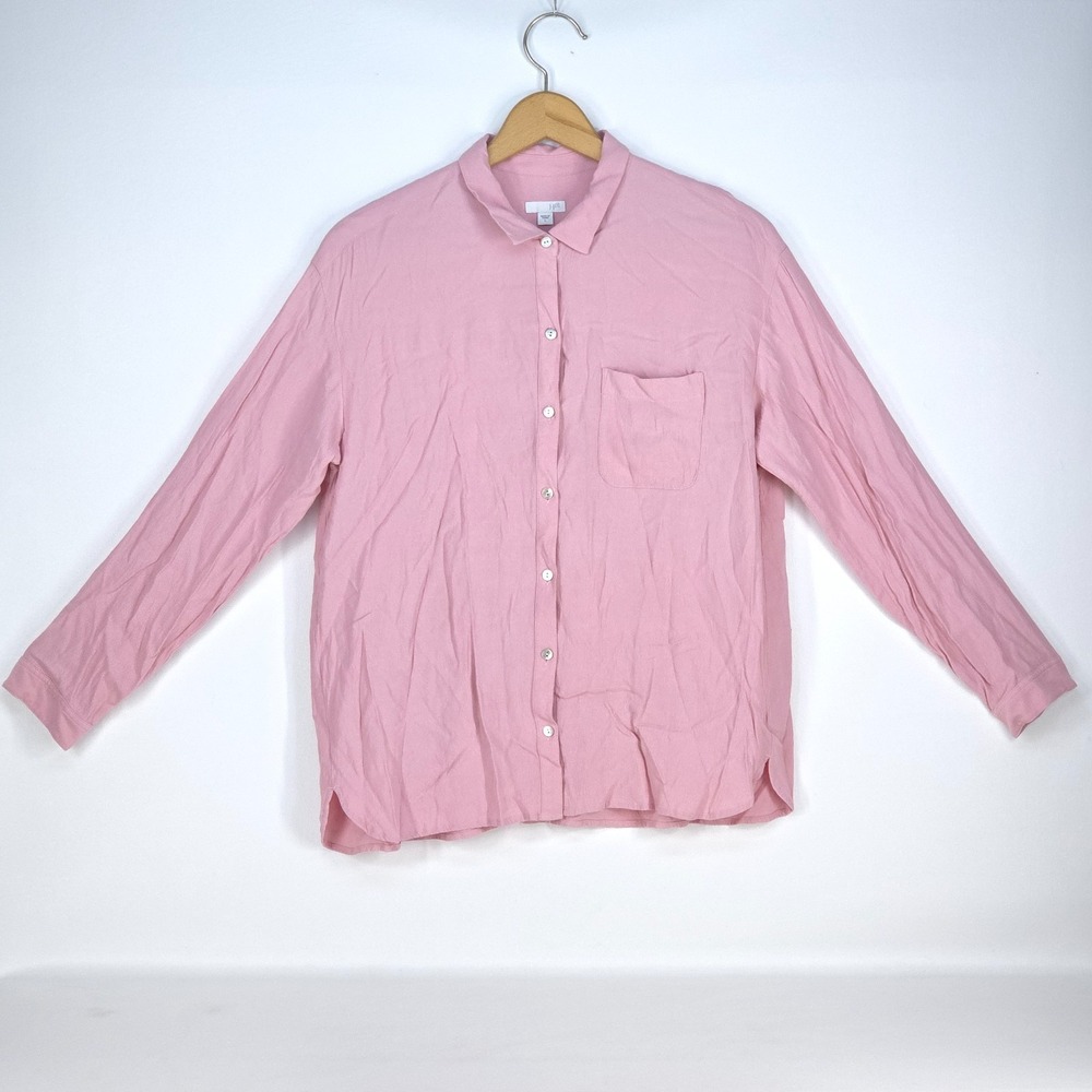 J Jill Button Up Shirt Womens Large‎ Pink Long Sleeve Casual Blouse Normcore - Picture 2 of 16